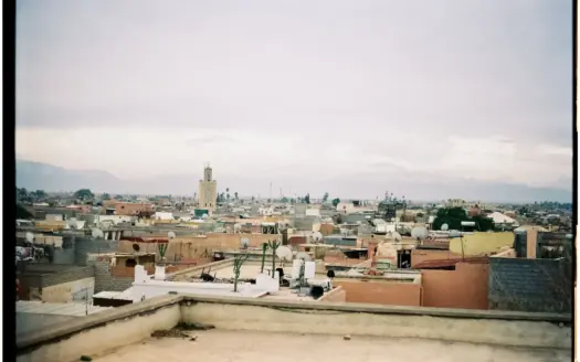 Azoteas de Marrakech con las montañas del Atlas al fondo
