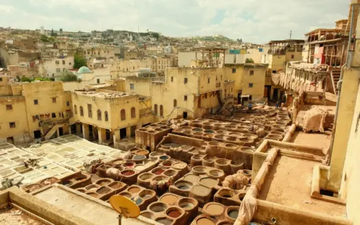 La curtiduría Chouara de la medina de Fez, vista desde una terraza