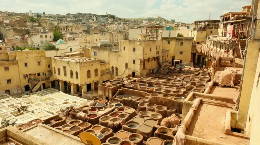 La curtiduría Chouara de la medina de Fez, vista desde una terraza